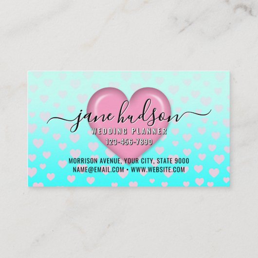 Carte De Visite Design élégant de coeur et de spectre rose (Dos)