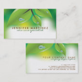 Carte De Visite Design élégant de feuilles vertes fraîches (Devant / Derrière)