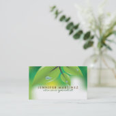 Carte De Visite Design élégant de feuilles vertes fraîches (Debout devant)