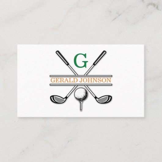 Carte De Visite Design élégant de Monogramme de Golf Customisé (Devant)