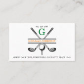 Carte De Visite Design élégant de Monogramme de Golf Customisé (Dos)