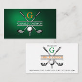 Carte De Visite Design élégant de Monogramme de Golf Customisé (Devant / Derrière)