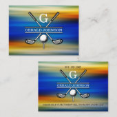 Carte De Visite Design élégant de Monogramme de Golf Customisé (Devant / Derrière)