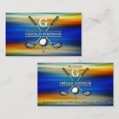 Carte De Visite Design élégant de Monogramme de Golf Customisé (Devant / Derrière)