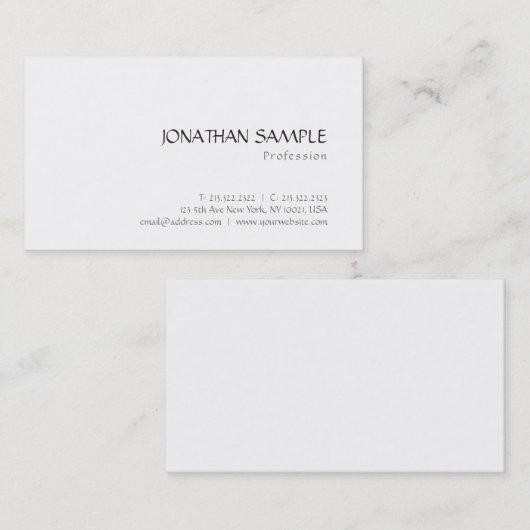 Carte De Visite Design élégant Design simple Moderne Plaine Plat P (Devant / Derrière)