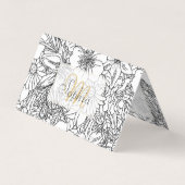 Carte De Visite Design élégant Doodé floral dessiné à la main (Devant)