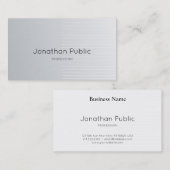 Carte De Visite Design élégant élégant élégant Silver Plain luxe é (Devant / Derrière)