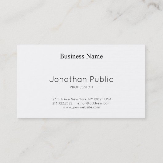 Carte De Visite Design élégant élégant élégant Silver Plain luxe é (Dos)