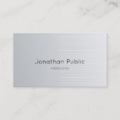 Carte De Visite Design élégant élégant élégant Silver Plain luxe é (Devant)