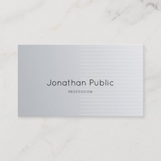 Carte De Visite Design élégant élégant élégant Silver Plain luxe é (Devant)