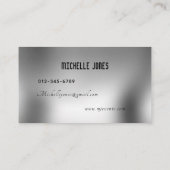 Carte De Visite Design élégant en argent métallique minimal (Dos)