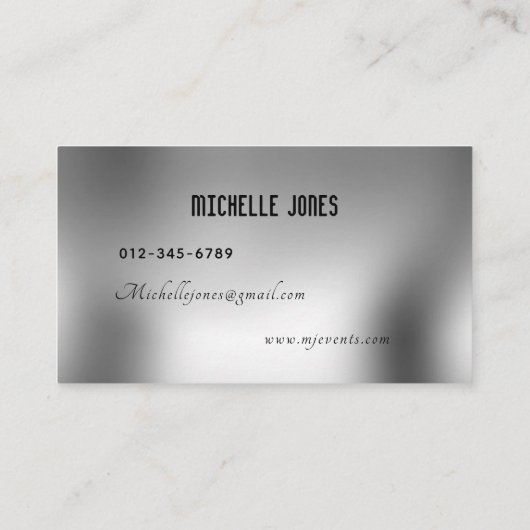 Carte De Visite Design élégant en argent métallique minimal (Dos)