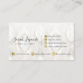 Carte De Visite Design élégant en quartz blanc et or (Dos)