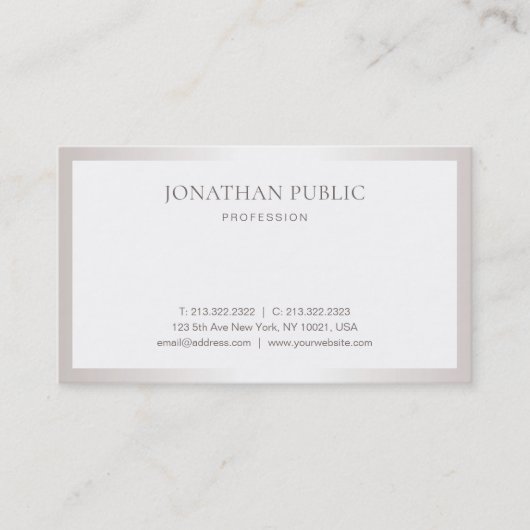 Carte De Visite Design élégant et élégant professionnel Argent (Devant)