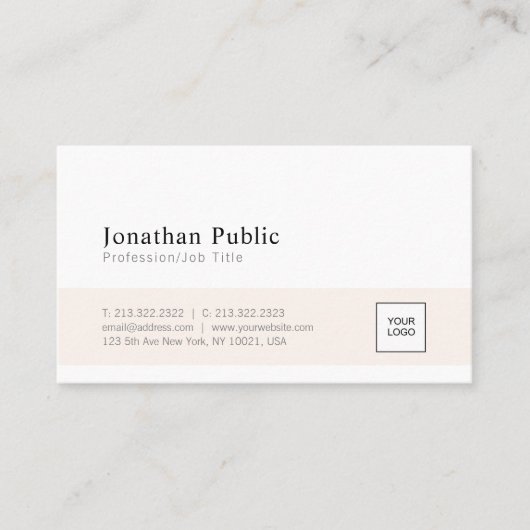 Carte De Visite Design élégant et moderne blanc élégant Ajouter vo (Devant)