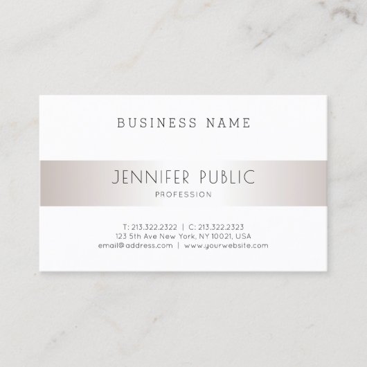 Carte De Visite Design élégant et moderne Silver Plain tendance (Devant)
