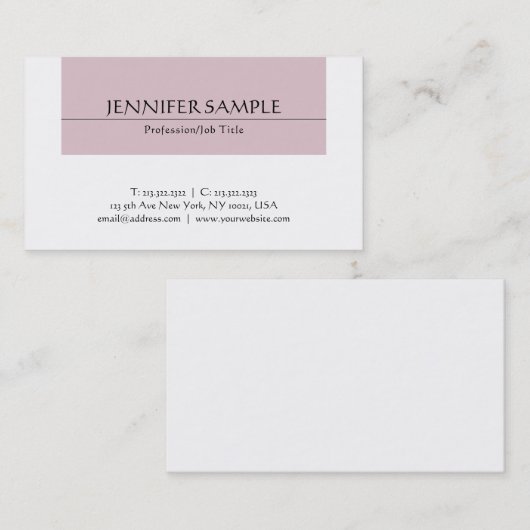 Carte De Visite Design élégant et professionnel Moderne Luxe Plain (Devant / Derrière)