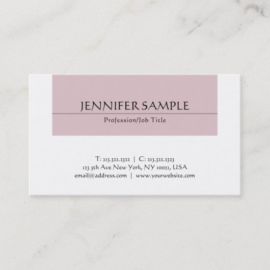 Carte De Visite Design élégant et professionnel Moderne Luxe Plain (Devant)