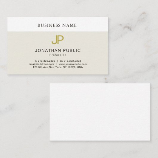 Carte De Visite Design élégant et tendance Or Monogramme Design mo (Devant / Derrière)