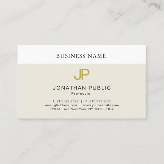 Carte De Visite Design élégant et tendance Or Monogramme Design mo (Devant)