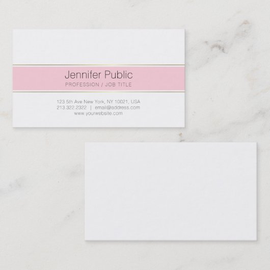 Carte De Visite Design élégant et tendance or rose rayures design  (Devant / Derrière)