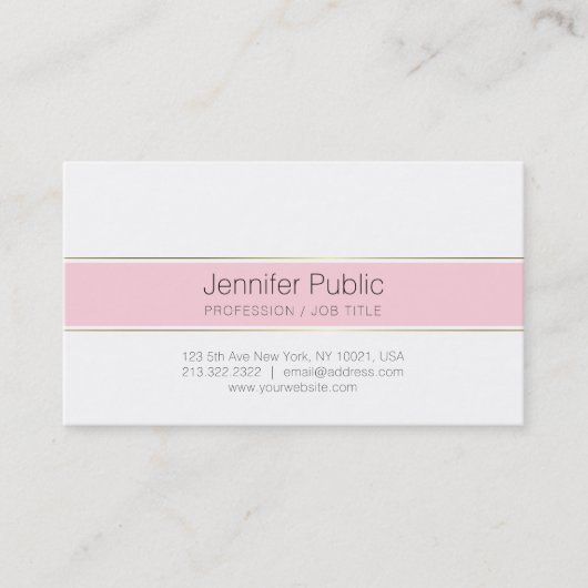 Carte De Visite Design élégant et tendance or rose rayures design  (Devant)