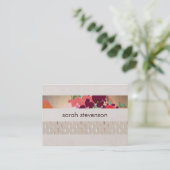 Carte De Visite Design élégant Floral Chic Gold & Linen Striped (Debout devant)