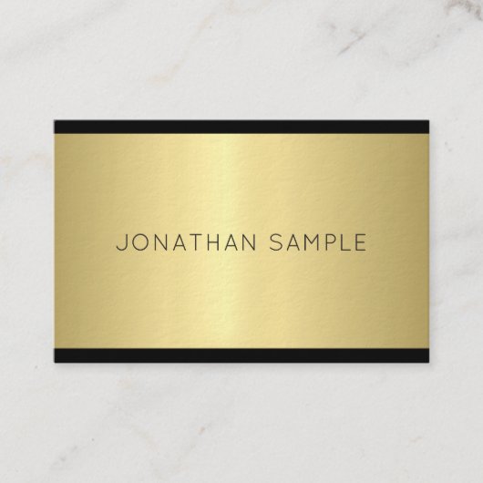 Carte De Visite Design élégant Glam Design moderne Gold Luxe Plain (Devant)