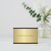 Carte De Visite Design élégant Glam Design moderne Gold Luxe Plain (Debout devant)