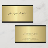Carte De Visite Design élégant Gold Plain Professional Luxe (Devant / Derrière)