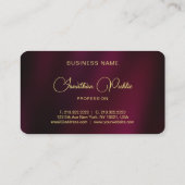 Carte De Visite Design Elegant Gold Script Nom Texte Luxe (Dos)