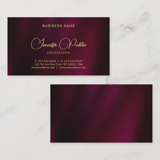 Carte De Visite Design Elegant Gold Script Nom Texte Luxueux (Devant / Derrière)