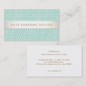 Carte De Visite Design élégant Mint moderne et Motif blanc (Devant / Derrière)