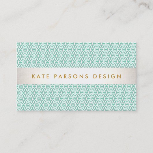 Carte De Visite Design élégant Mint moderne et Motif blanc (Devant)