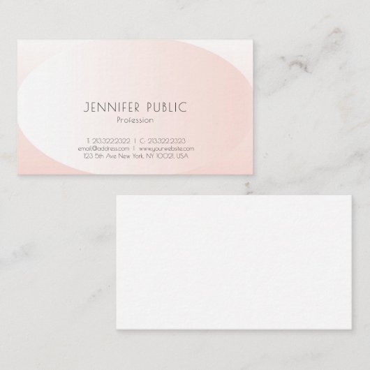Carte De Visite Design élégant moderne Blush Pink Plain tendance (Devant / Derrière)
