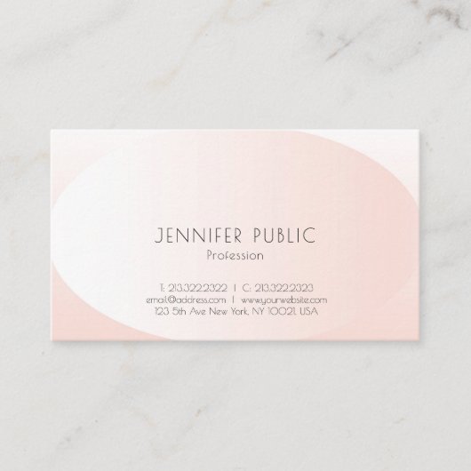 Carte De Visite Design élégant moderne Blush Pink Plain tendance (Devant)