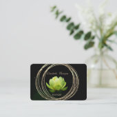Carte De Visite Design élégant moderne Cercles Or Vert Lotus (Debout devant)