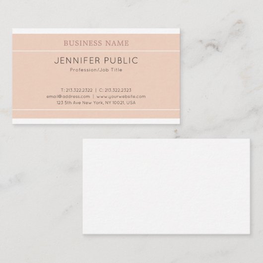 Carte De Visite Design élégant moderne Design élégant Plat Luxe te (Devant / Derrière)