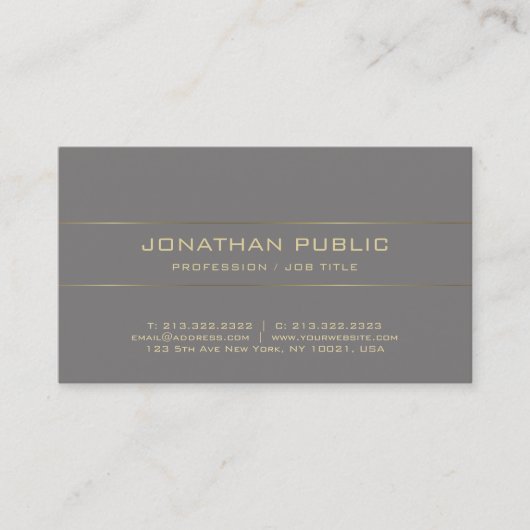 Carte De Visite Design élégant Moderne Gold Elite Plain Luxe (Devant)