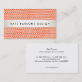 Carte De Visite Design élégant Moderne Motif en treillis orange (Devant / Derrière)