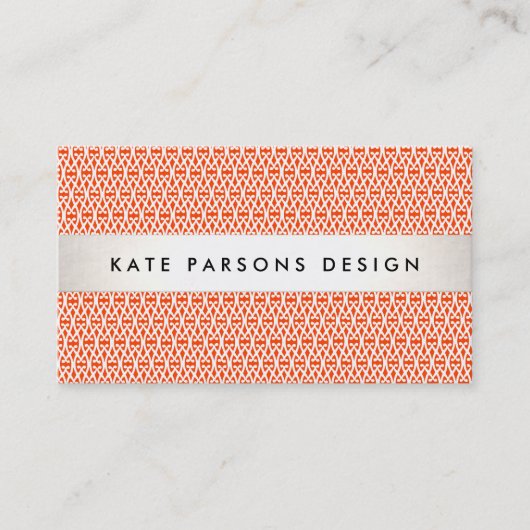 Carte De Visite Design élégant Moderne Motif en treillis orange (Devant)
