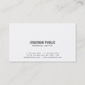 Carte De Visite Design élégant moderne Plain Professionnel Noir Bl (Dos)