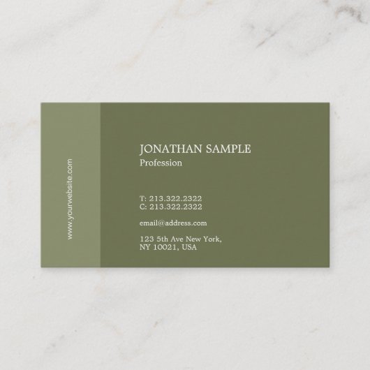 Carte De Visite Design élégant moderne Plat Vert tendance Luxe (Devant)