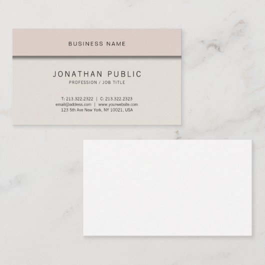 Carte De Visite Design élégant moderne Professional Creative Plain (Devant / Derrière)