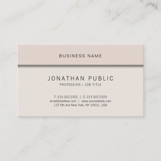 Carte De Visite Design élégant moderne Professional Creative Plain (Devant)