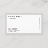 Carte De Visite Design élégant moderne professionnel gris blanc (Dos)