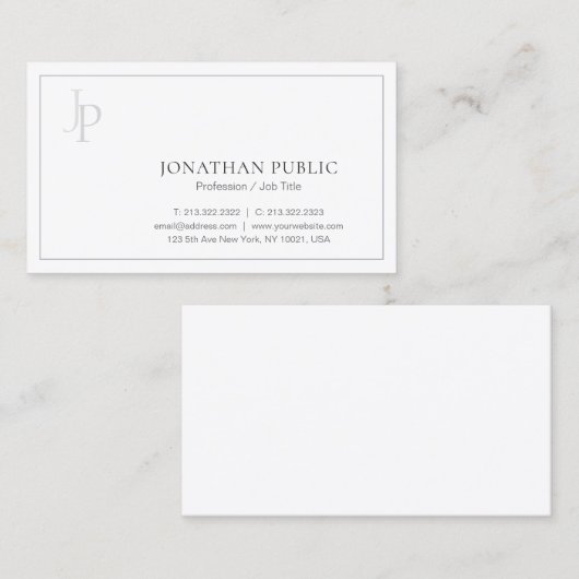 Carte De Visite Design élégant Monogram Design élégant Moderne Cla (Devant / Derrière)