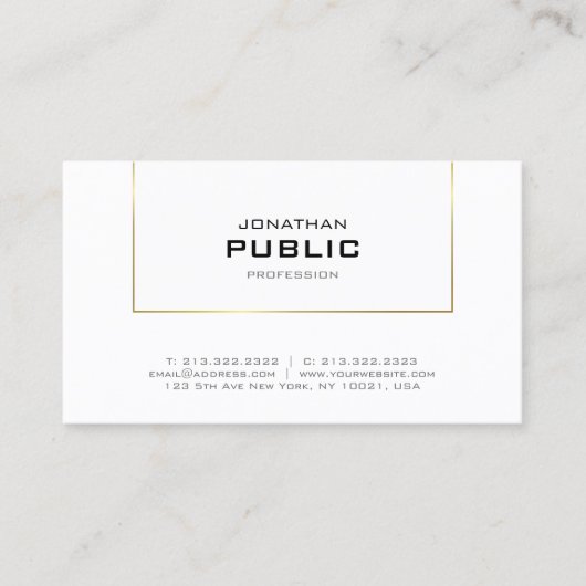 Carte De Visite Design élégant Or Moderne Design simple Design ten (Devant)