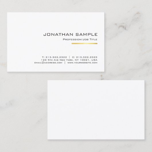 Carte De Visite Design élégant Or Striped Design élégant Plaine te (Devant / Derrière)