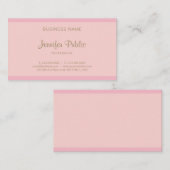 Carte De Visite Design élégant Pink Gold Script Modèle moderne (Devant / Derrière)